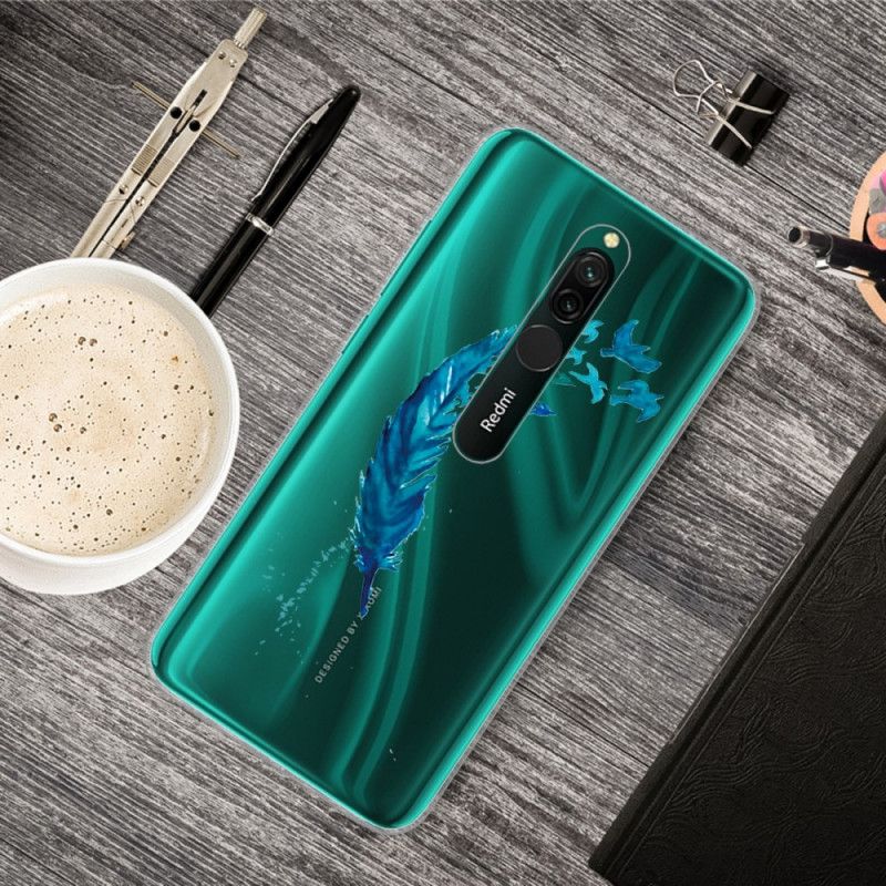 Case Hoesje Xiaomi Redmi 8 Telefoonhoesje Mooie Blauwe Veer