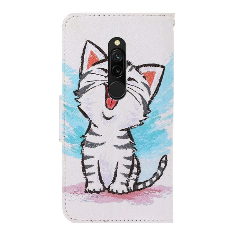 Cover Folio-hoesje Xiaomi Redmi 8 Telefoonhoesje Gekleurde String Kitten