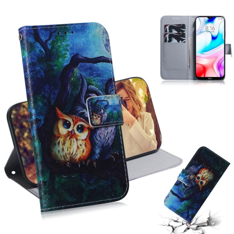 Cover Folio-hoesje Xiaomi Redmi 8 Telefoonhoesje Uil Schilderij