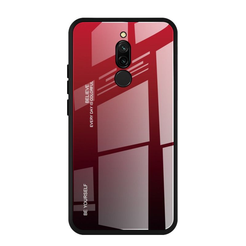 Cover Hoesje Xiaomi Redmi 8 Donkerblauw Rood Telefoonhoesje Wees Jezelf Gehard Glas