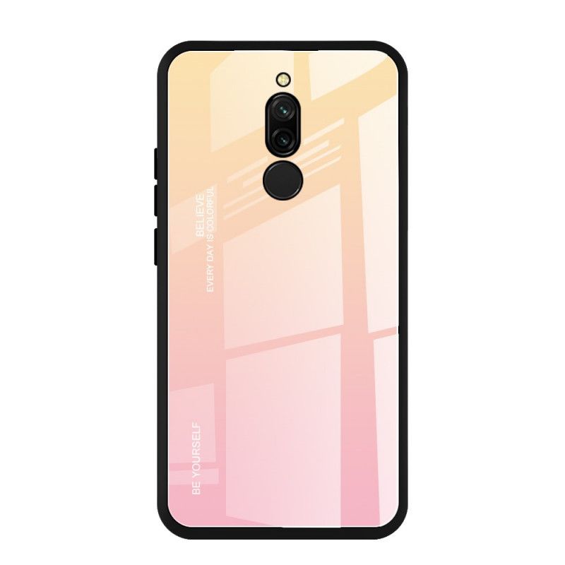 Cover Hoesje Xiaomi Redmi 8 Donkerblauw Rood Telefoonhoesje Wees Jezelf Gehard Glas