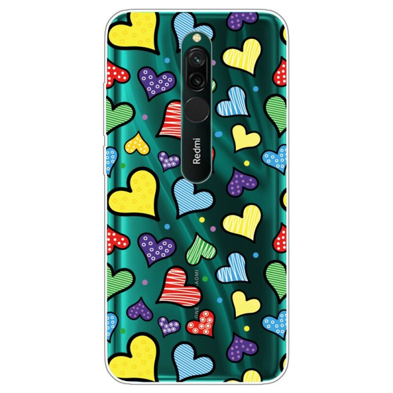 Cover Hoesje Xiaomi Redmi 8 Telefoonhoesje Veelkleurige Harten