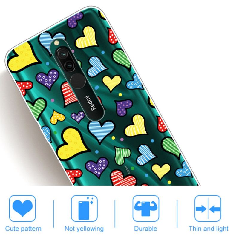 Cover Hoesje Xiaomi Redmi 8 Telefoonhoesje Veelkleurige Harten