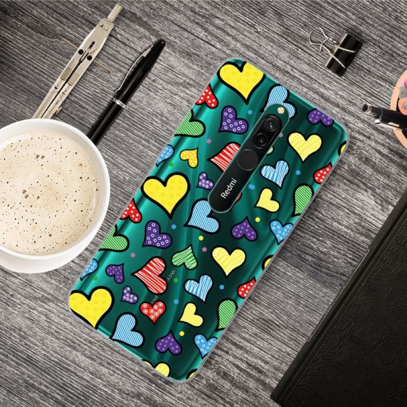 Cover Hoesje Xiaomi Redmi 8 Telefoonhoesje Veelkleurige Harten