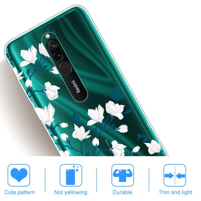 Cover Hoesje Xiaomi Redmi 8 Telefoonhoesje Witte Bloemen