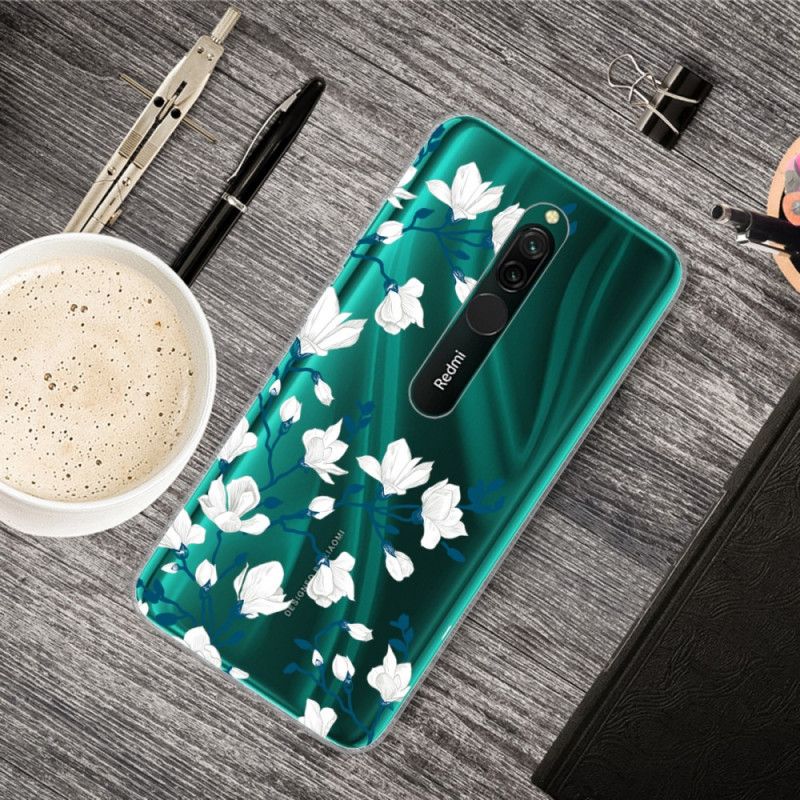 Cover Hoesje Xiaomi Redmi 8 Telefoonhoesje Witte Bloemen