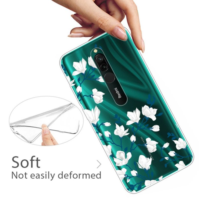 Cover Hoesje Xiaomi Redmi 8 Telefoonhoesje Witte Bloemen