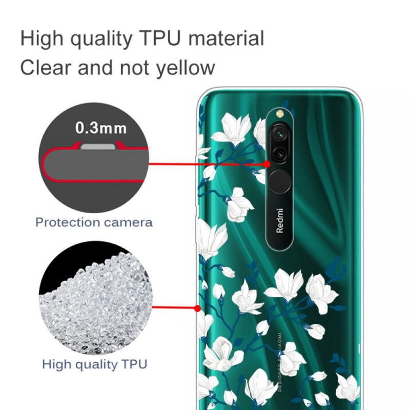 Cover Hoesje Xiaomi Redmi 8 Telefoonhoesje Witte Bloemen