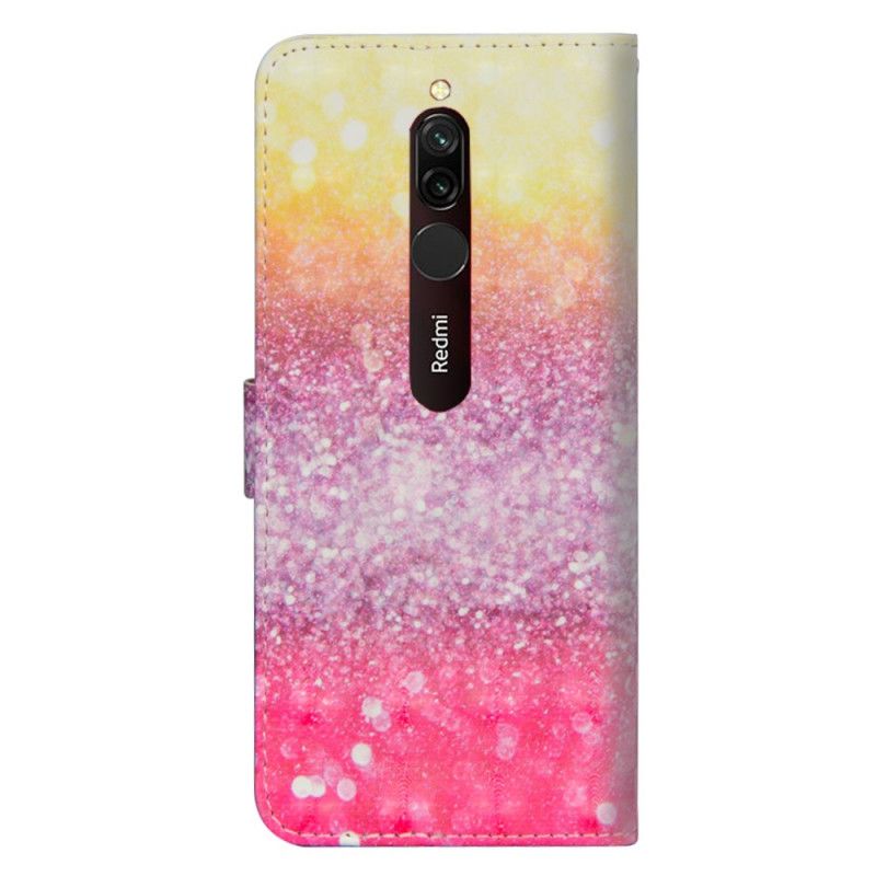 Flip Case Leren Xiaomi Redmi 8 Magenta Glitterverloop