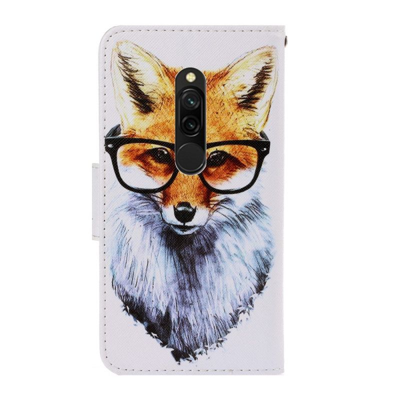 Flip Case Leren Xiaomi Redmi 8 Nerd String Vos