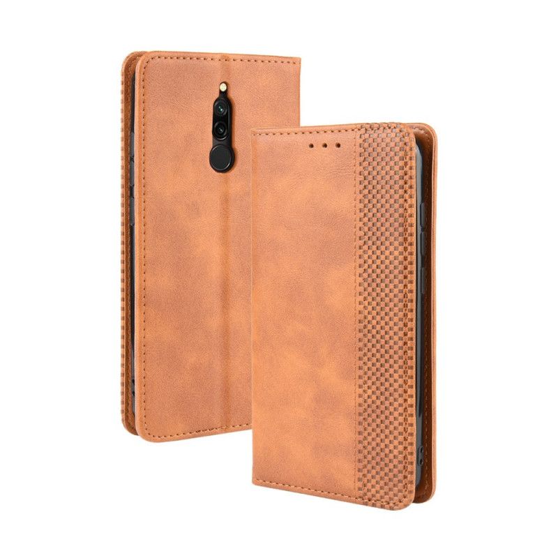 Folio-hoesje voor Xiaomi Redmi 8 Rood Zwart Gestileerd Vintage Leereffect