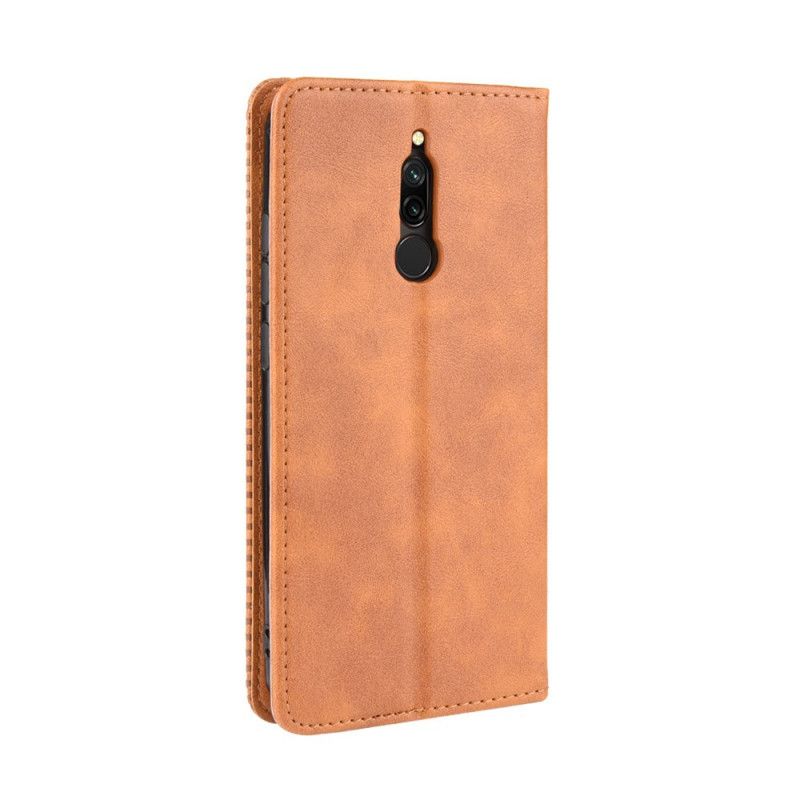 Folio-hoesje voor Xiaomi Redmi 8 Rood Zwart Gestileerd Vintage Leereffect