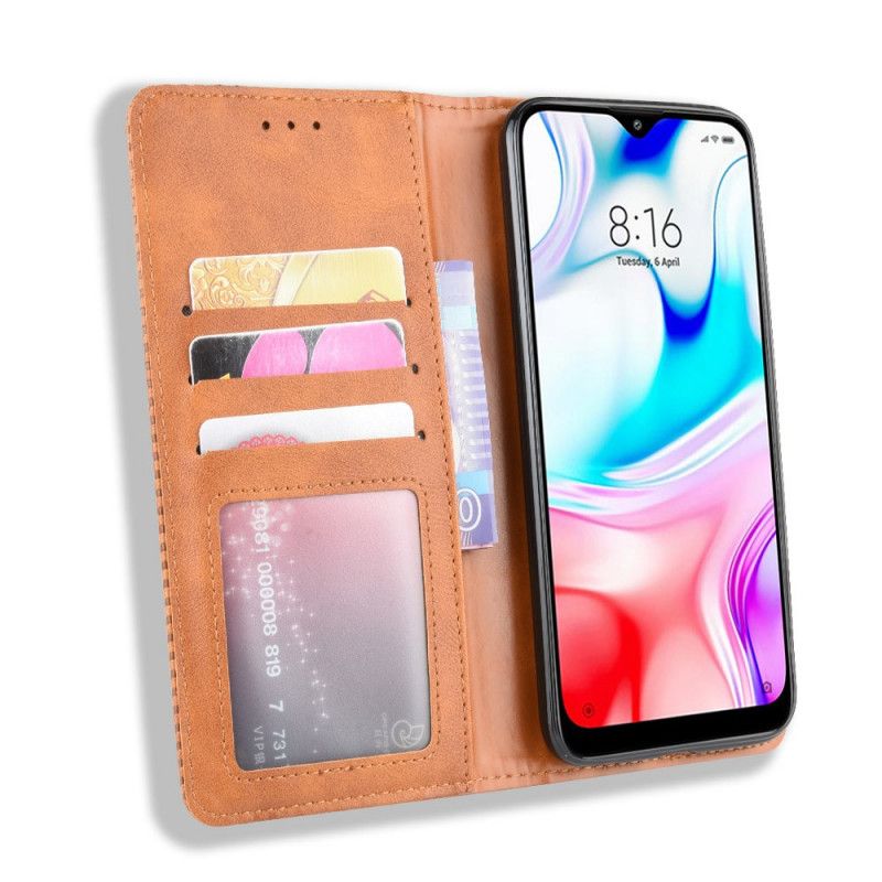 Folio-hoesje voor Xiaomi Redmi 8 Rood Zwart Gestileerd Vintage Leereffect