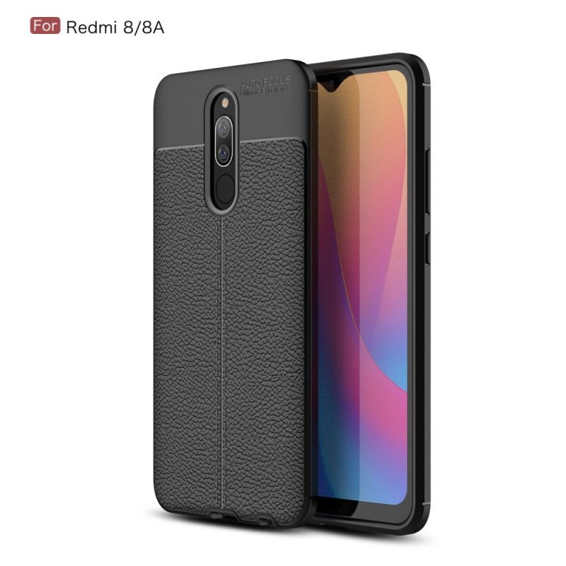 Hoesje voor Xiaomi Redmi 8 Rood Zwart Dubbellijns Lychee Leereffect