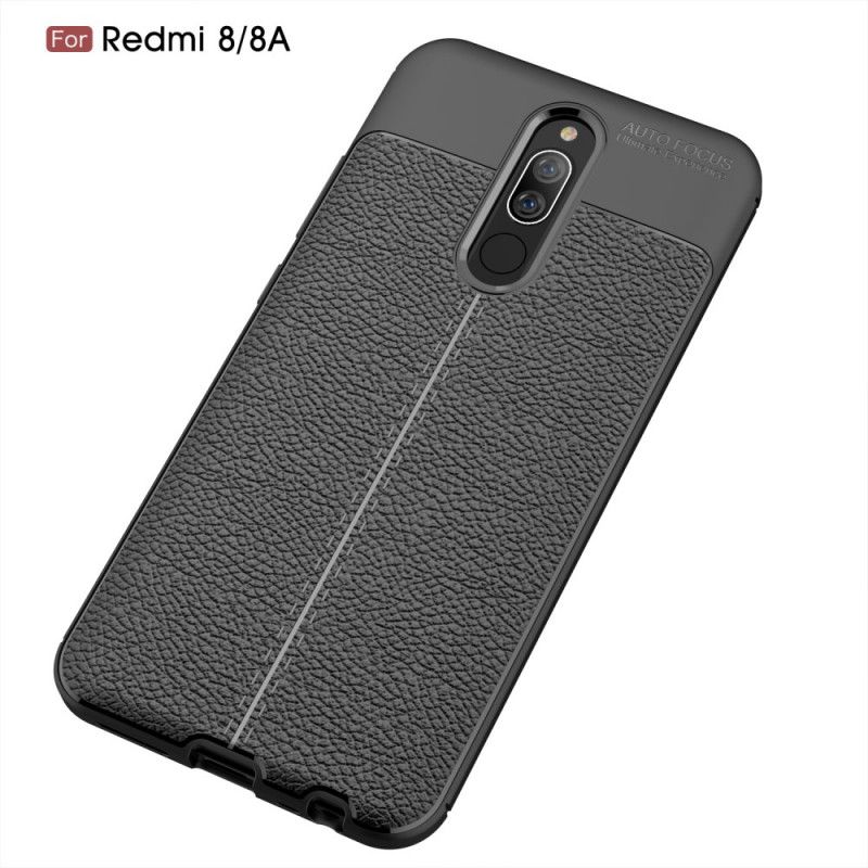 Hoesje voor Xiaomi Redmi 8 Rood Zwart Dubbellijns Lychee Leereffect