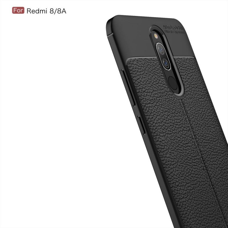 Hoesje voor Xiaomi Redmi 8 Rood Zwart Dubbellijns Lychee Leereffect