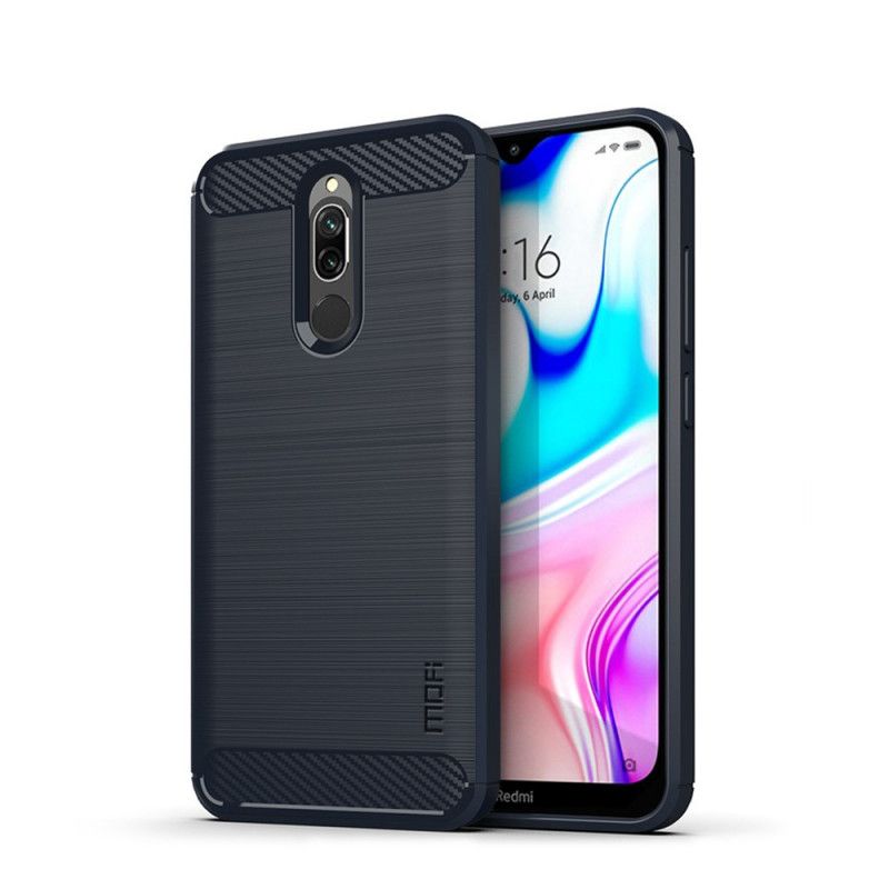 Hoesje Xiaomi Redmi 8 Grijs Zwart Mofi Geborstelde Koolstofvezel