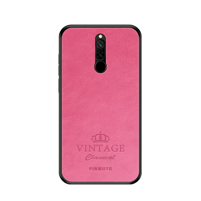 Hoesje Xiaomi Redmi 8 Magenta Zwart Vintage Pinwuyo Leereffect