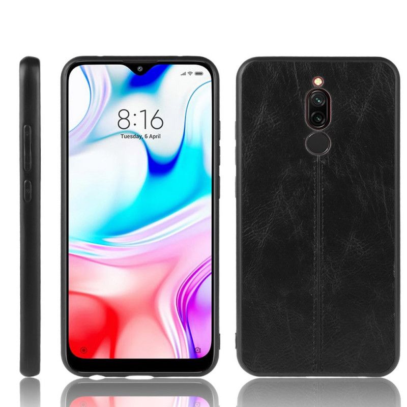 Hoesje Xiaomi Redmi 8 Rood Zwart Gestikt Leereffect