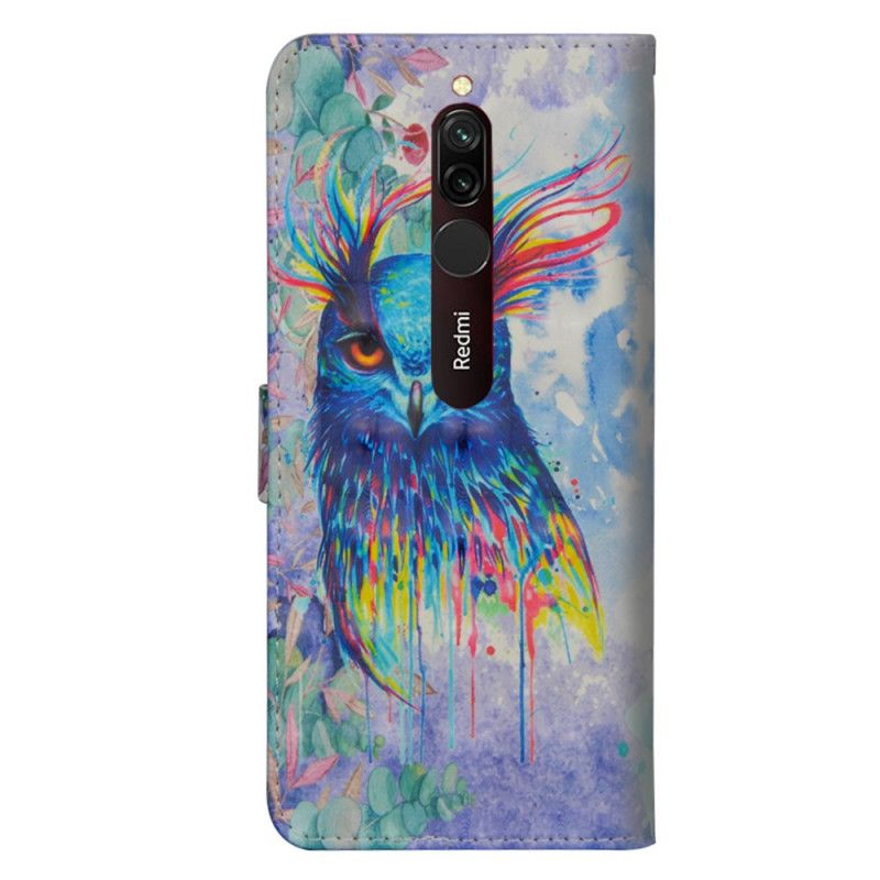 Leren Hoesje voor Xiaomi Redmi 8 Aquarel Vogel