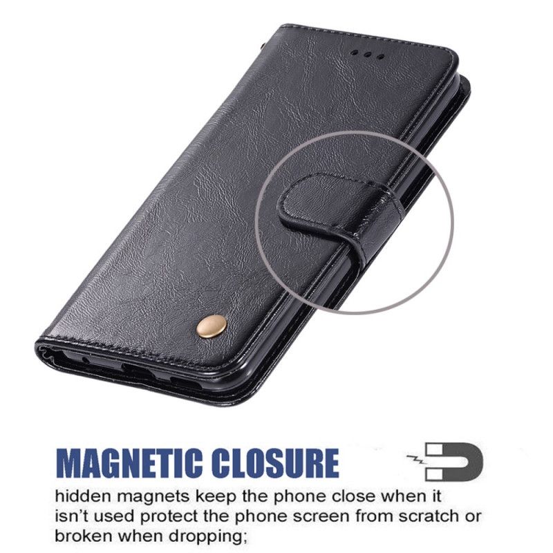 Leren Hoesje voor Xiaomi Redmi 8 Grijs Zwart Vintage Leereffect Met Riem