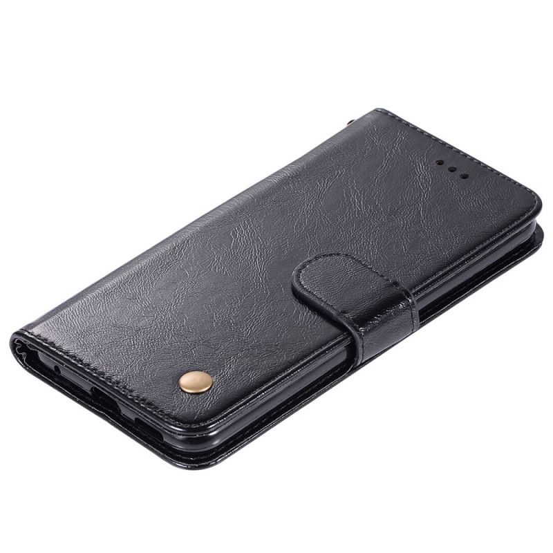 Leren Hoesje voor Xiaomi Redmi 8 Grijs Zwart Vintage Leereffect Met Riem