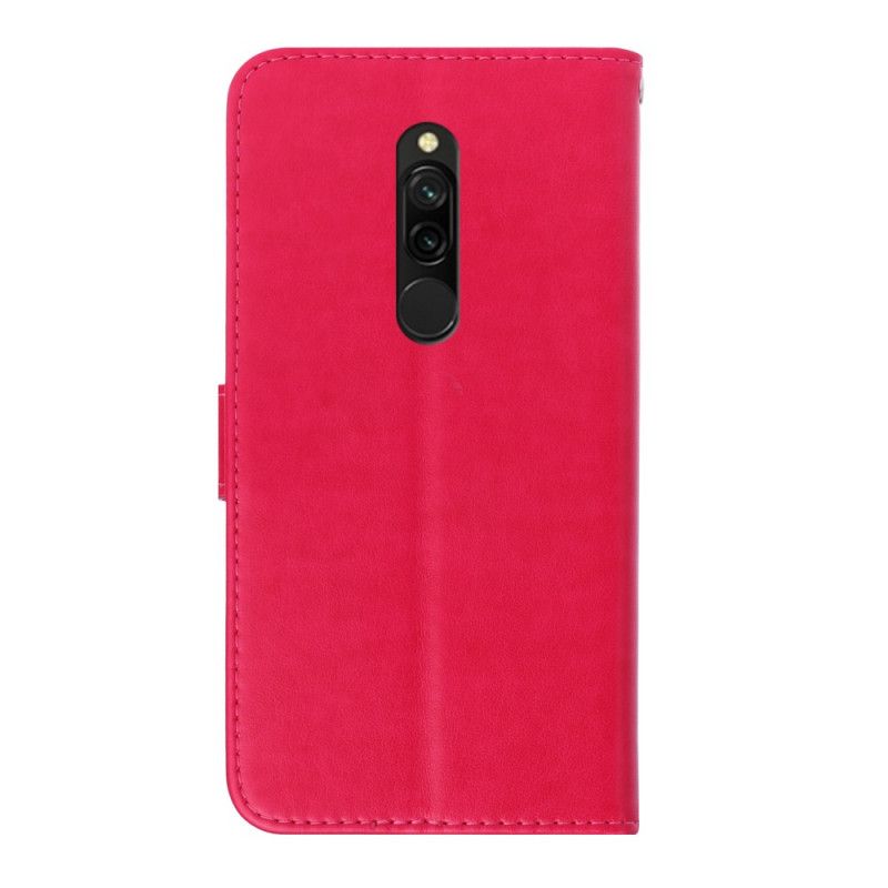 Leren Hoesje voor Xiaomi Redmi 8 Magenta Vlinderhanger