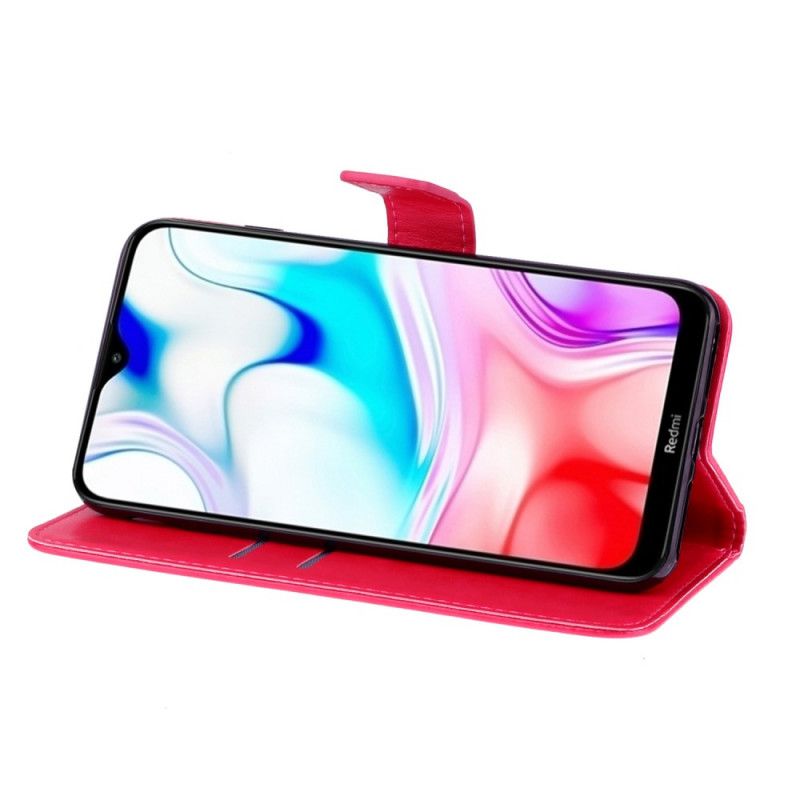 Leren Hoesje voor Xiaomi Redmi 8 Magenta Vlinderhanger