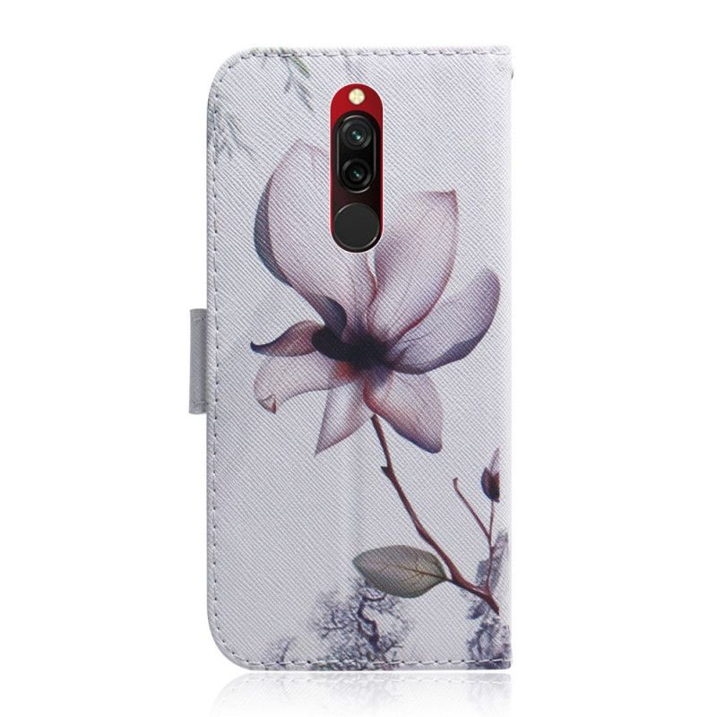 Leren Hoesje voor Xiaomi Redmi 8 Oud Roze Bloem