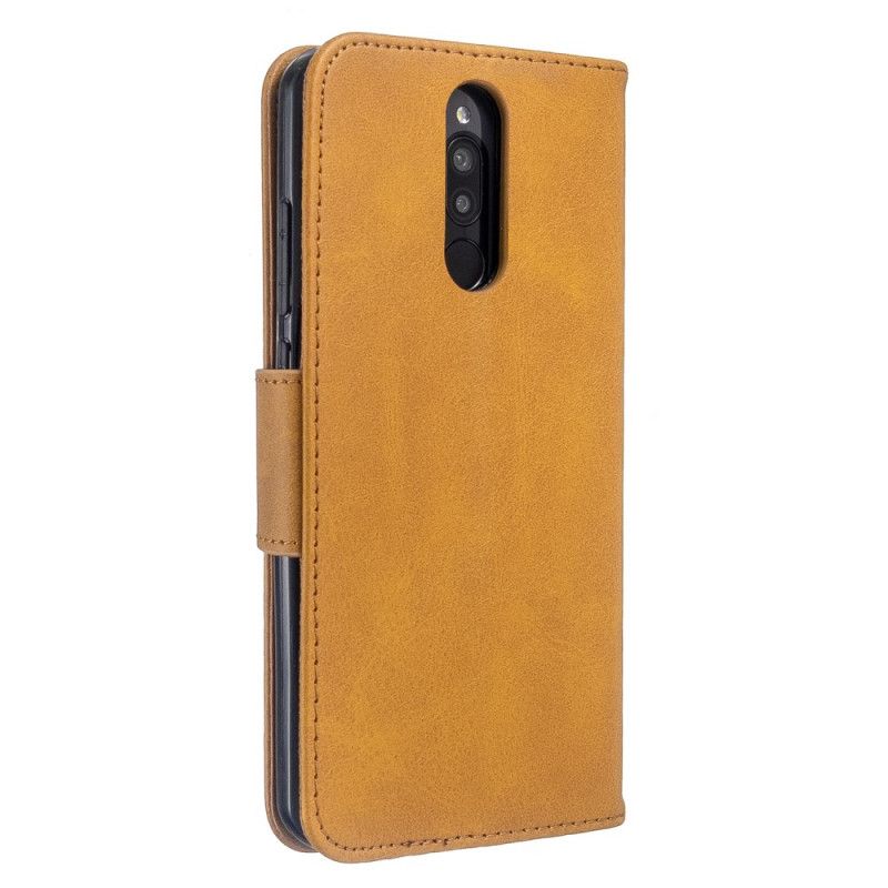 Leren Hoesje Xiaomi Redmi 8 Rood Zwart Gekleurd Leereffect Met Riem