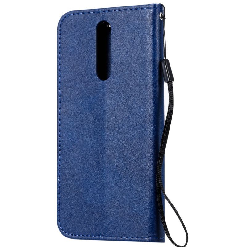 Leren Hoesje Xiaomi Redmi 8 Rood Zwart Puur Gekleurd Leereffect Met Riem