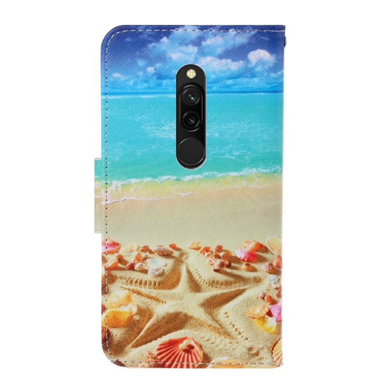 Leren Hoesje Xiaomi Redmi 8 Telefoonhoesje Riem Strand