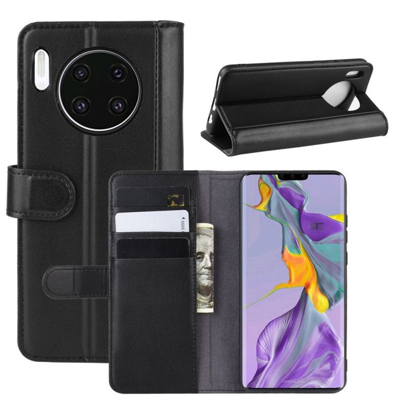 Cover Folio-hoesje Huawei Mate 30 Bruin Zwart Telefoonhoesje Echt Leer