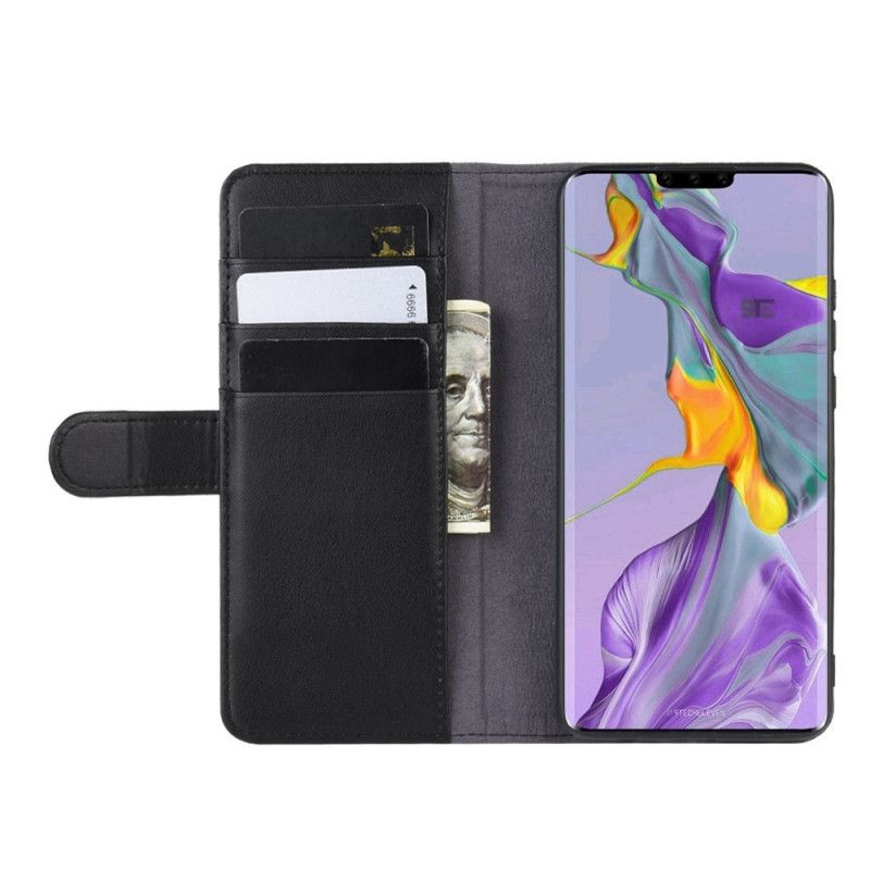 Cover Folio-hoesje Huawei Mate 30 Bruin Zwart Telefoonhoesje Echt Leer