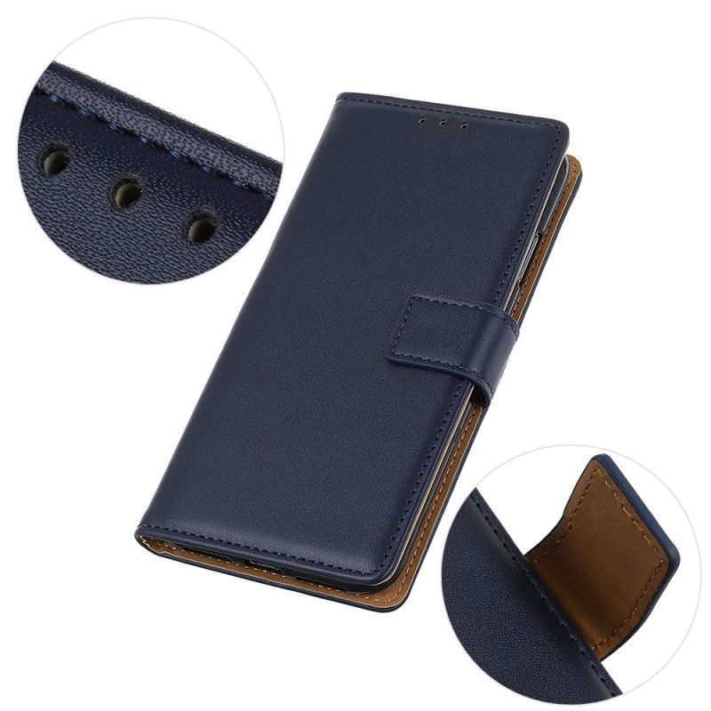 Flip Case Leren Huawei Mate 30 Donkerblauw Zwart Ultra Leereffect