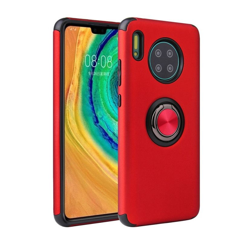 Hoesje Huawei Mate 30 Rood Zwart Roterende Ring Plus