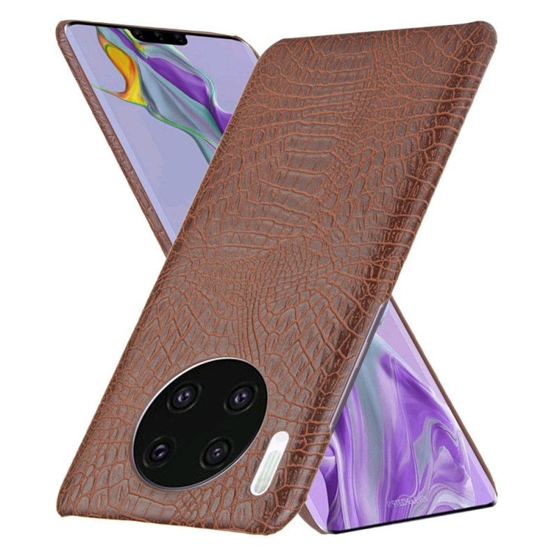 Hoesje voor Huawei Mate 30 Wit Zwart Krokodillenhuidstijl