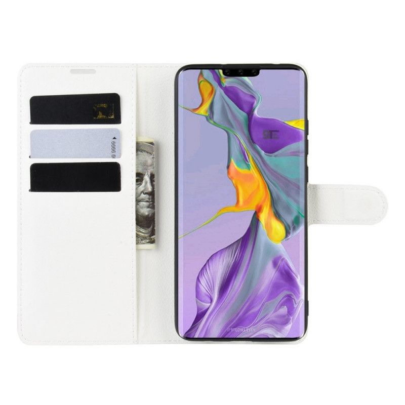 Leren Hoesje voor Huawei Mate 30 Wit Zwart Retro Kunstleer