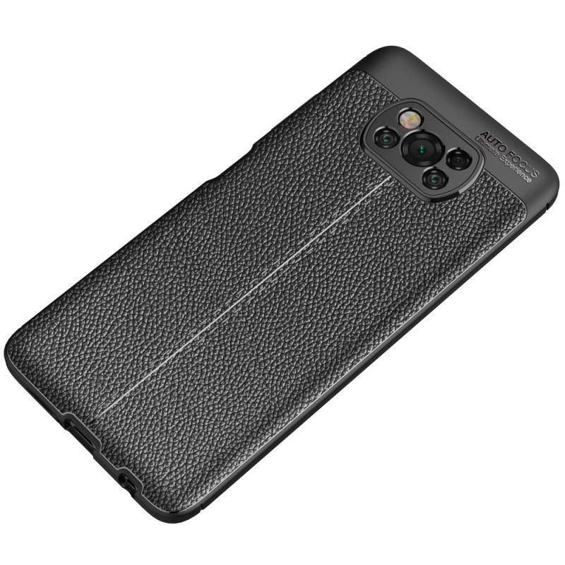 Case Hoesje Xiaomi Poco X3 Rood Zwart Telefoonhoesje Dubbellijns Lychee Leereffect