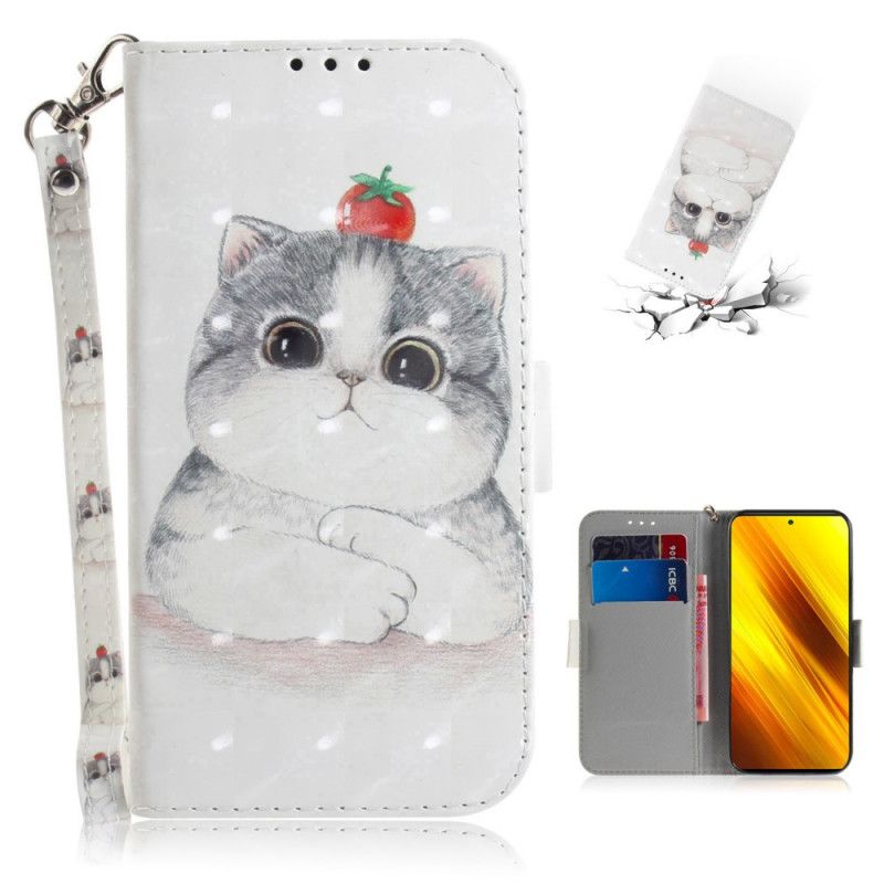 Cover Folio-hoesje Xiaomi Poco X3 Telefoonhoesje Tomaat Op De String Kat