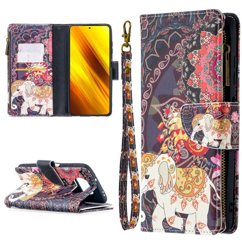 Cover Folio-hoesje Xiaomi Poco X3 Telefoonhoesje Zak Met Olifantenrits