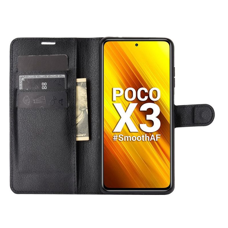 Cover Folio-hoesje Xiaomi Poco X3 Wit Zwart Telefoonhoesje Klassiek Kunstleer
