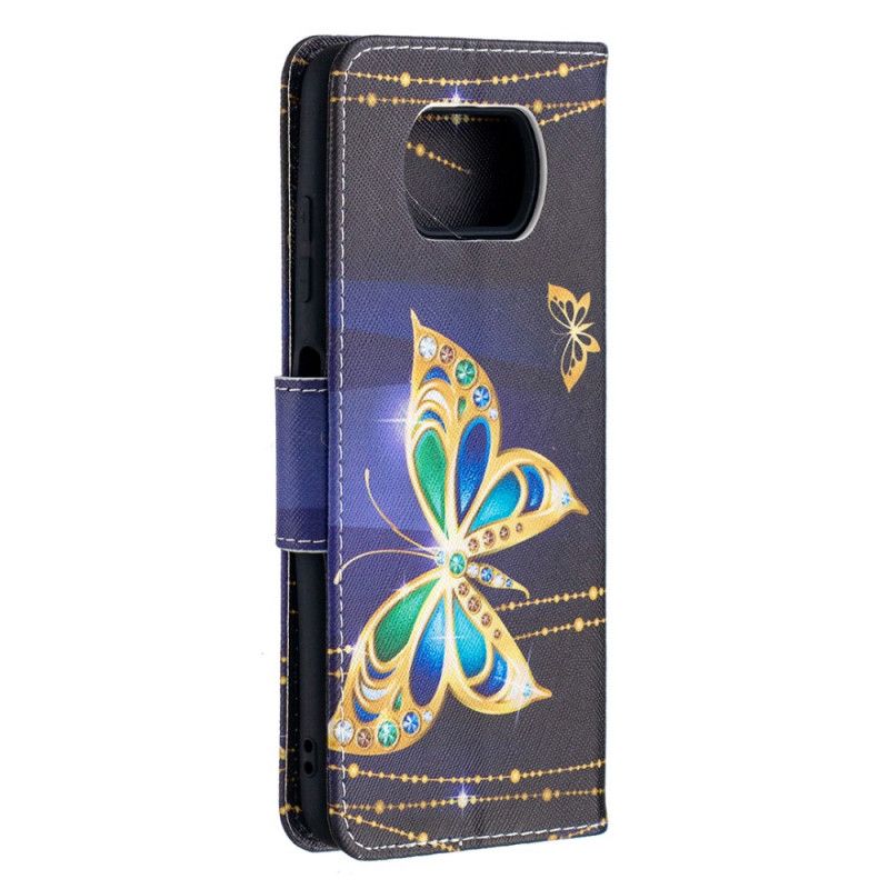Cover Folio-hoesje Xiaomi Poco X3 Wit Zwart Telefoonhoesje Magische Vlinders
