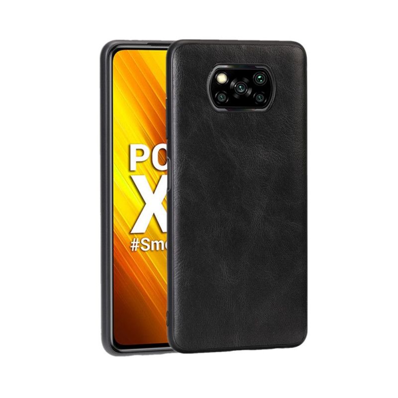 Cover Hoesje Xiaomi Poco X3 Grijs Zwart Telefoonhoesje Leereffect