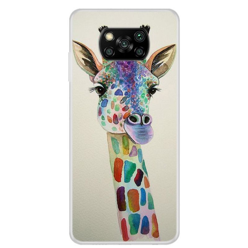 Cover Hoesje Xiaomi Poco X3 Telefoonhoesje Kleurrijke Giraf