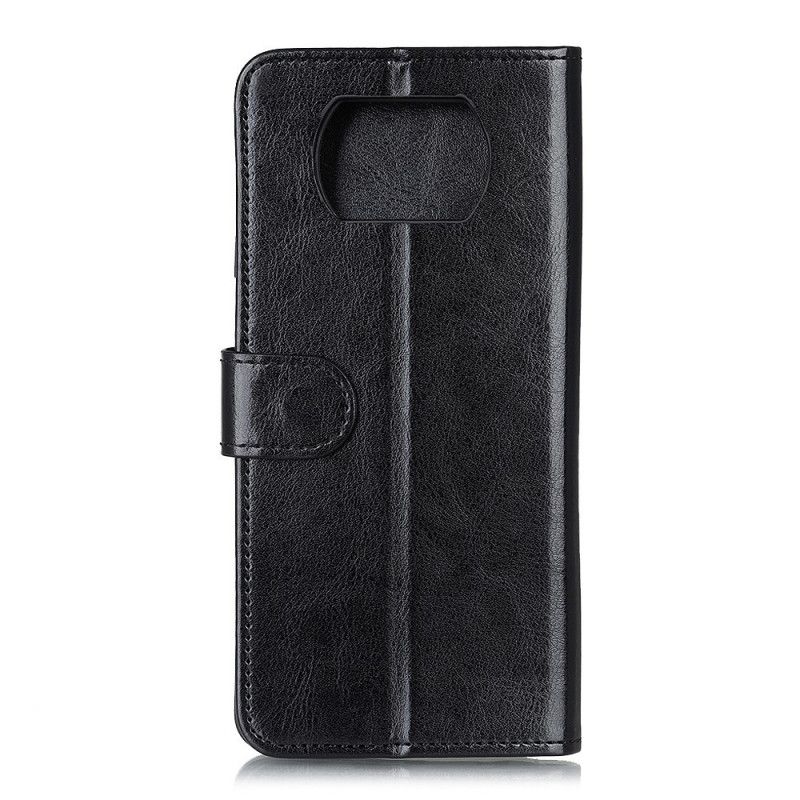 Flip Case Leren Xiaomi Poco X3 Wit Zwart Finesse Kunstleer