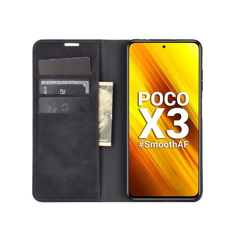 Folio-hoesje Xiaomi Poco X3 Grijs Zwart Telefoonhoesje Zacht Leereffect