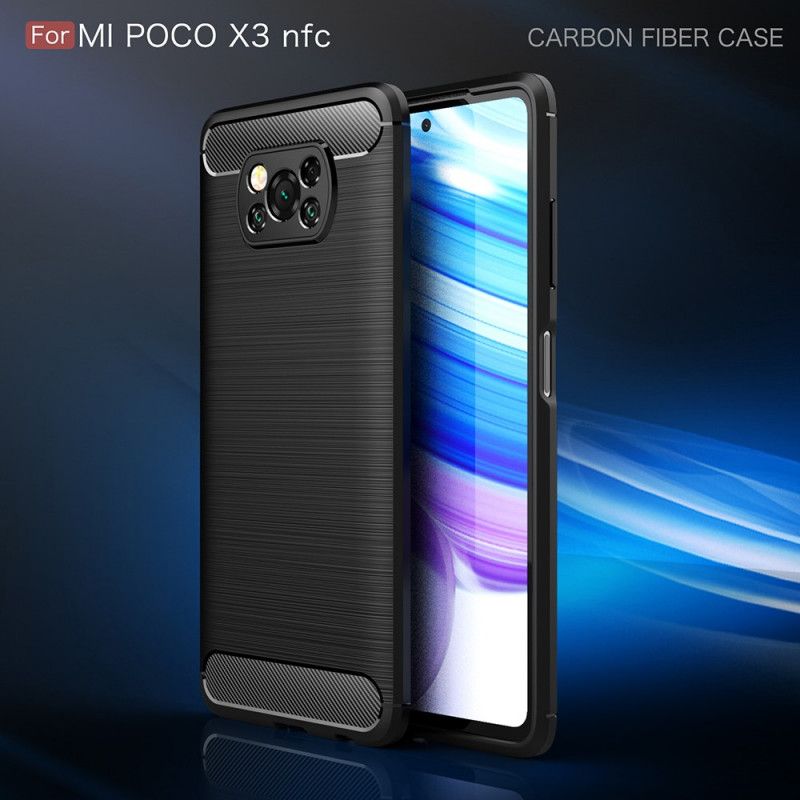 Hoesje Xiaomi Poco X3 Rood Zwart Geborsteld Koolstofvezel