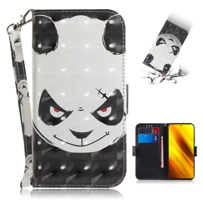 Leren Hoesje Xiaomi Poco X3 Boze Panda Met String