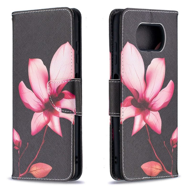 Leren Hoesje Xiaomi Poco X3 Telefoonhoesje Roze Bloem